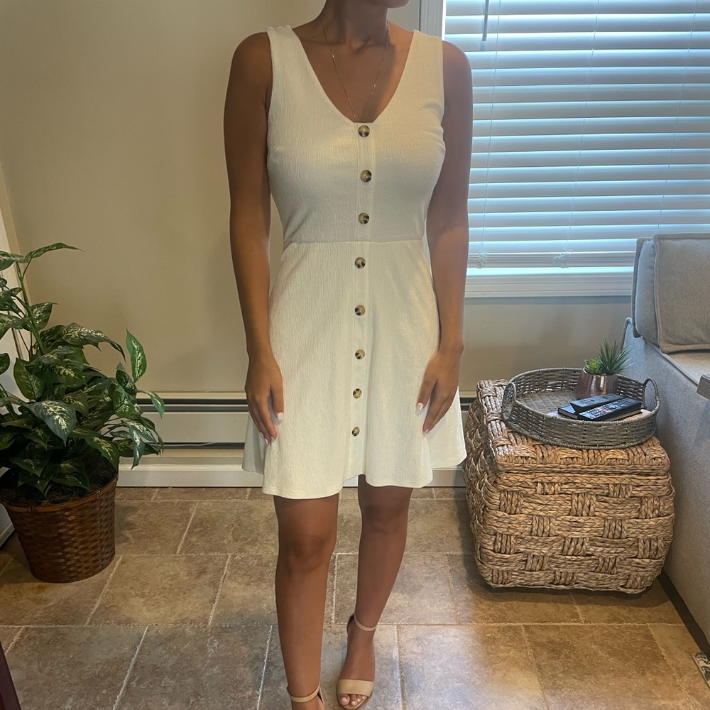 White fit and flare mini dress